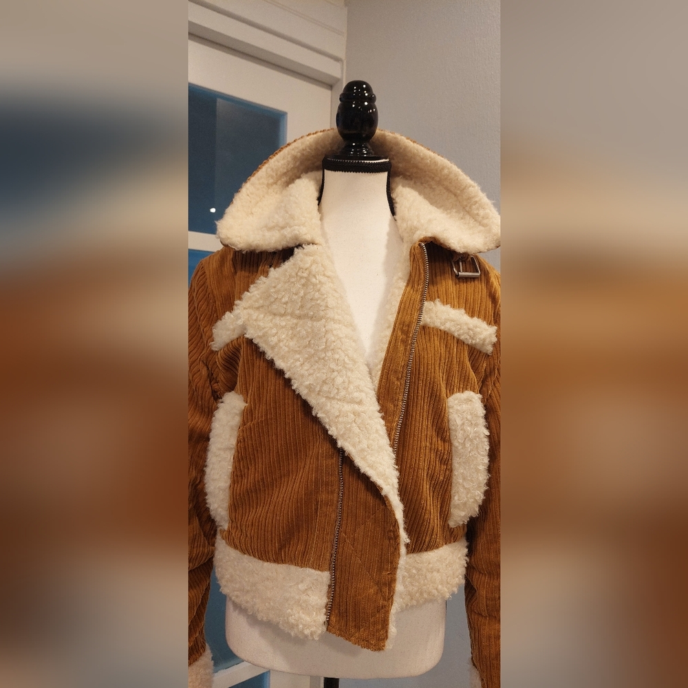 BDG Tan Teddy Jacket with Cream Accents - Picture 8 of 12